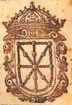 Escudo de Navarra en una publicación de 1628 con la corona real, porque sigue siendo un reino